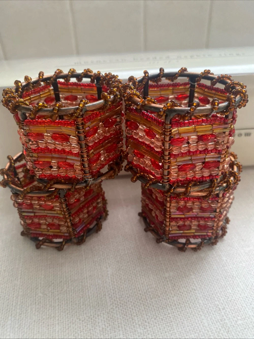 Pier 1 Moroccan Jeweled Napkin Rings Set Of 4 New